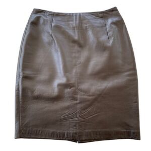 Focus 2000 Charles Glueck Leather Pencil Skirt Womens 6 Brown Lambskin Vintage